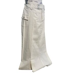 NWOT Cato Ivory Cargo Maxi Skirt Double Front Slits Rivets Belt Loops Pockets 16